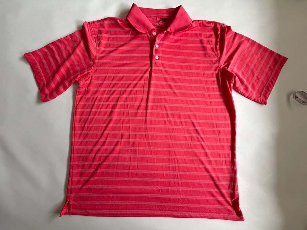 Cypress Club Red Striped Performance Polo Shirt L Golf Athletic Preppy